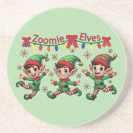 Zoomie Elves Weihnachten Getränkeuntersetzer