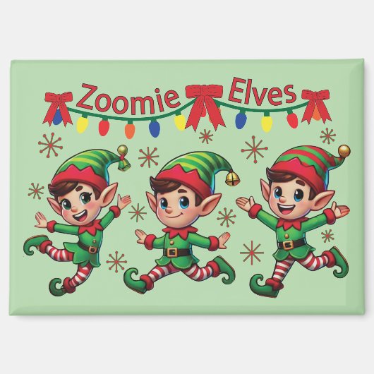 Zoomie Elves Weihnachten Magnet (Vorderseite)