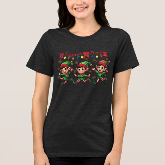 Zoomie Elves Weihnachten Tri-Blend Shirt (Vorderseite)