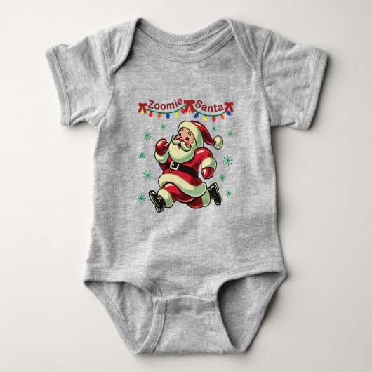 Zoomie Santa Christmas Baby Strampler (Vorderseite)