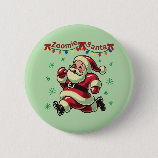 Zoomie Santa Christmas Button (Vorderseite)