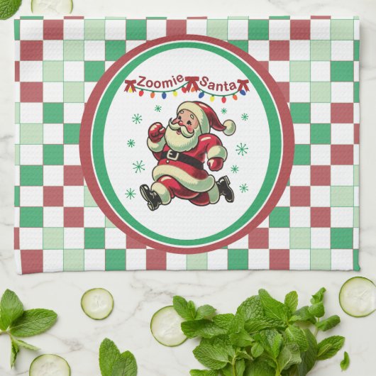 Zoomie Santa Christmas Geschirrtuch (Gefaltet)