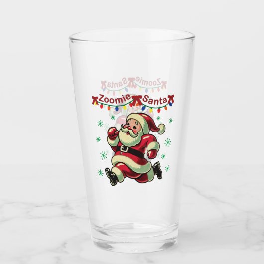 Zoomie Santa Christmas Glas (Vorderseite)