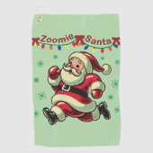 Zoomie Santa Christmas Golfhandtuch (Vorderseite)