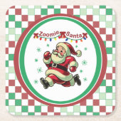 Zoomie Santa Christmas Rechteckiger Pappuntersetzer (Vorderseite)