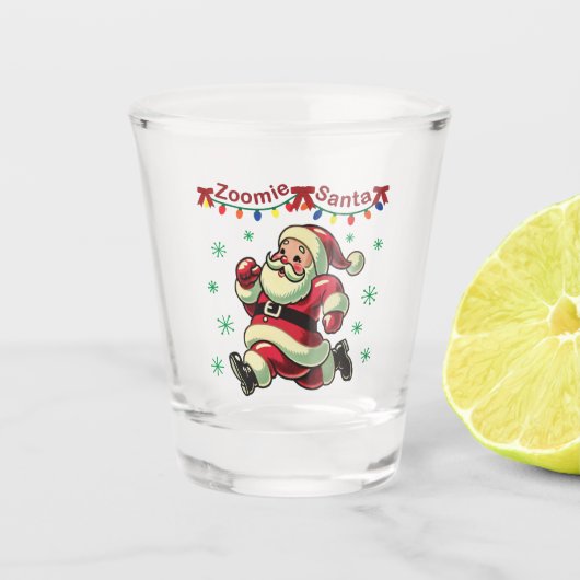Zoomie Santa Christmas Schnapsglas (Vorderseite)