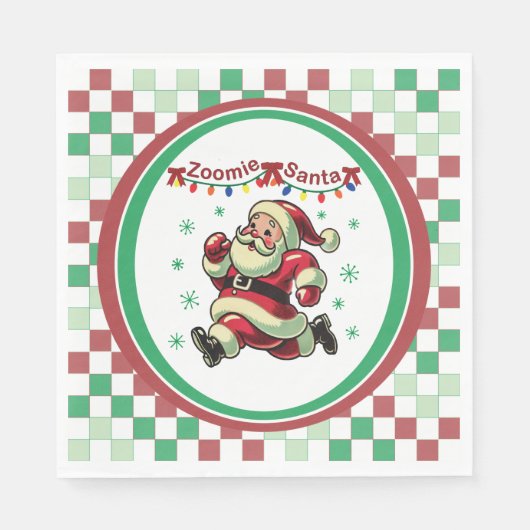 Zoomie Santa Christmas Serviette (Vorderseite)