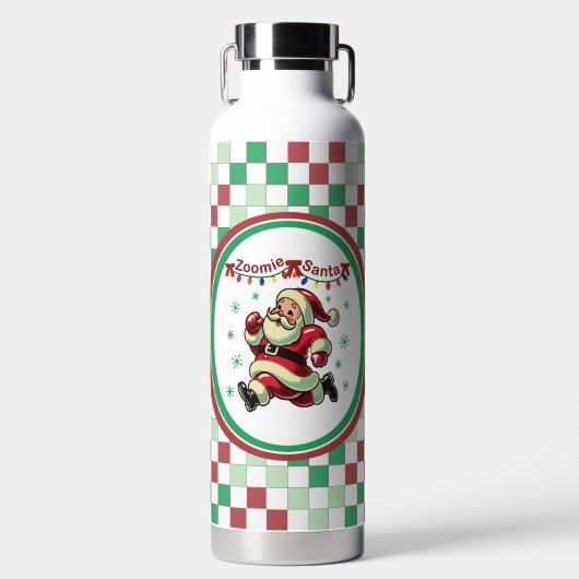 Zoomie Santa Christmas Trinkflasche (Vorderseite)