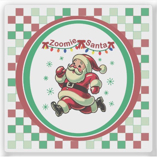Zoomie Santa Weihnachten Aufkleber (Vorderseite)