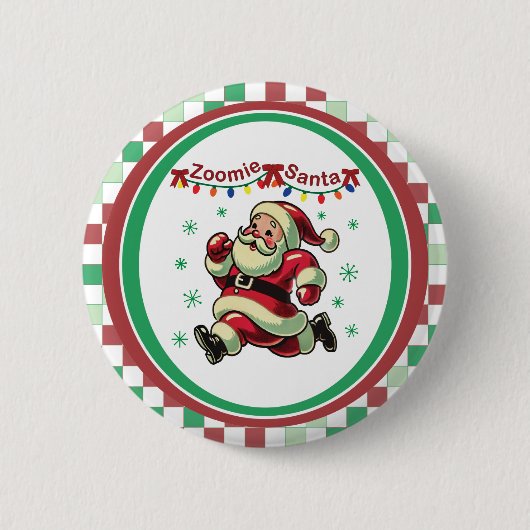 Zoomie Santa Weihnachten Button (Vorderseite)