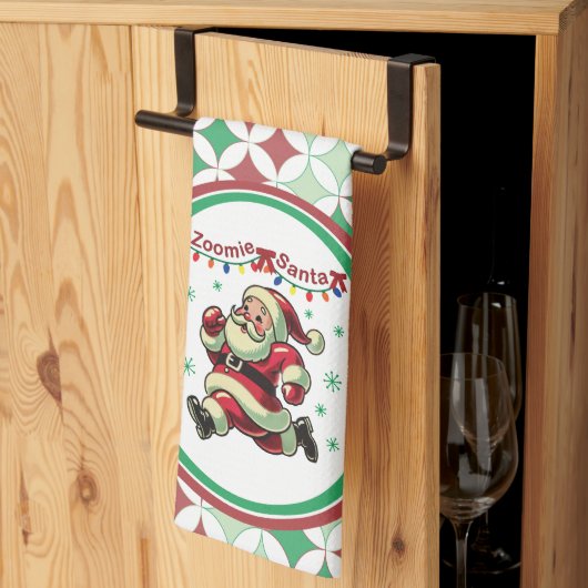 Zoomie Santa Weihnachten Geschirrtuch (Drittel gefaltet)
