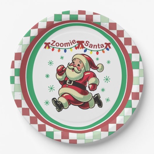 Zoomie Santa Weihnachten Pappteller (Vorderseite)