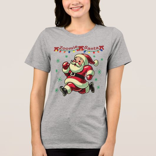 Zoomie Santa Weihnachten Tri-Blend Shirt (Vorderseite)