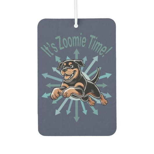 Zoomie Time Rottweiler Autolufterfrischer (Vorderseite)