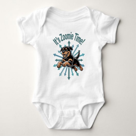 Zoomie Time Rottweiler Baby Strampler (Vorderseite)