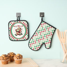 Zoomie Weihnachtsmann Weihnachten Ofenhandschuh & Topflappen-Set