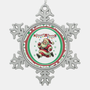 Zoomie Weihnachtsmann Weihnachten Schneeflocken Zinn-Ornament