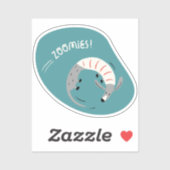 Zoomies niedlich illustrierter Wursthund türkis Aufkleber (Blatt)