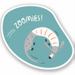 Zoomies niedlich illustrierter Wursthund türkis Aufkleber