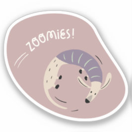 Zoomies niedliche illustrierte Wurst beige Lila Aufkleber