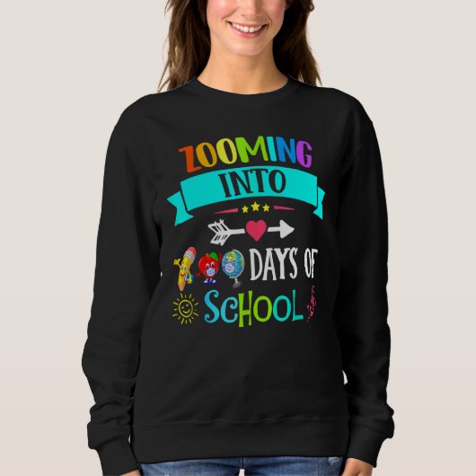 Zooming Into 100 Days Of School Teacher Kids Sweatshirt (Vorderseite)