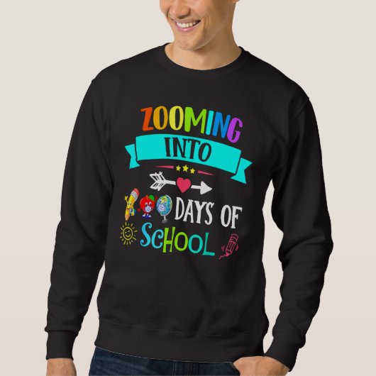 Zooming Into 100 Days Of School Teacher Kids Sweatshirt (Vorderseite)
