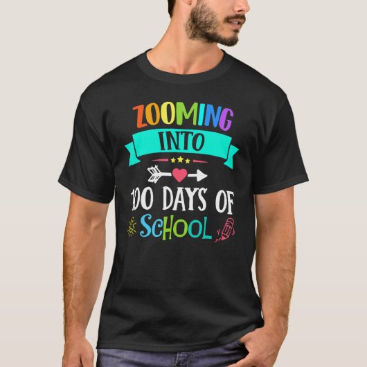 Zooming Into 100 Days Of School Teacher Kids   T-Shirt (Vorderseite)