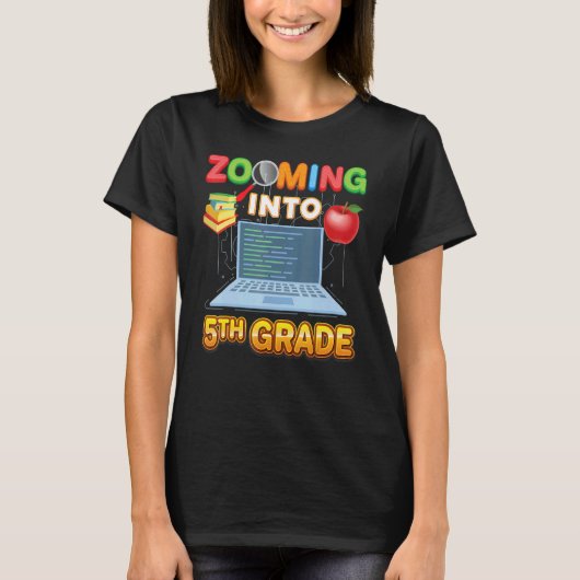 Zooming Into 5th Grade Fifth Virtual Student Learn T-Shirt (Vorderseite)