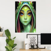 Zoomorphe coole Froschfrau | Art der AI Poster (Heimbüro)