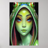 Zoomorphe coole Froschfrau | Art der AI Poster (Vorne)