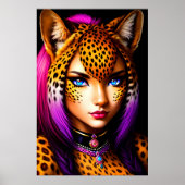 Zoomorpher cooler Frauencheetah | Art der AI Poster (Vorne)