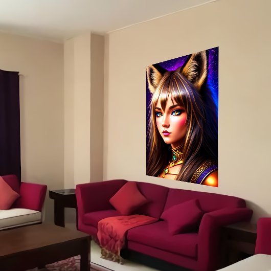 Zoomorphische coole junge Dame mit Luchohr | Art d Poster