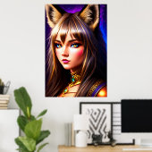 Zoomorphische coole junge Dame mit Luchohr | Art d Poster (Heimbüro)