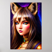 Zoomorphische coole junge Dame mit Luchohr | Art d Poster (Vorne)