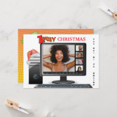 Zoomy Christmas Call Video Conference Satire Karte (Vorderseite/Rückseite Beispiel)