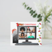 Zoomy Christmas Call Video Satire Konferenz Postkarte (Stehend Vorderseite)