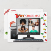 Zoomy Christmas Call Video Satire Konferenz Postkarte (Vorne/Hinten)