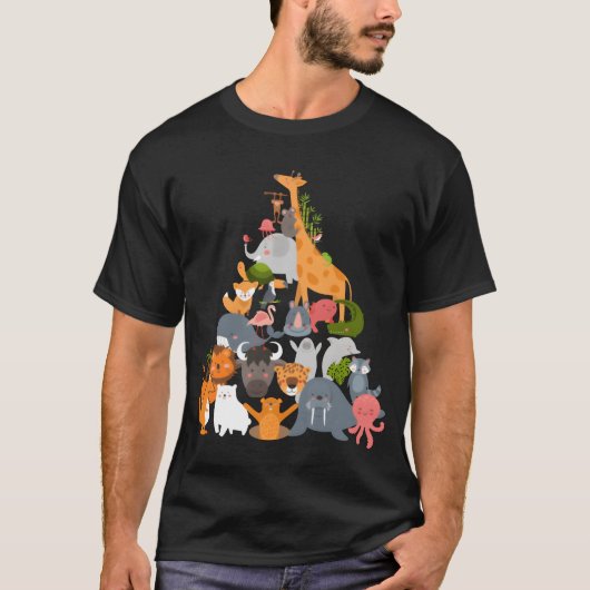 Zoorip Tierpyramide Freund T-Shirt (Vorderseite)