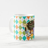 Zootiere auf farbenfrohe Raute Kaffeetasse (Vorderseite Links)