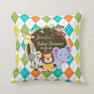 Zootiere auf farbenfrohe Raute Kissen