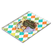 Zootiere auf farbenfrohe Raute Notizblock (Linke Seite)