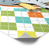 Zootiere auf farbenfrohe Raute Poster (Ecke)