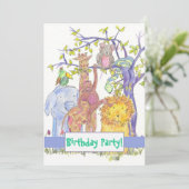 Zootiere Einladung zum Geburtstag (Stehend Vorderseite)