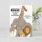 Zootiere Kind Geburtstag Einladung (Stehend Vorderseite)