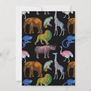 Zootiere Lebende Farben Pop Art Tierfreunde Einladung