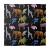 Zootiere Lebende Farben Pop Art Tierfreunde Fliese (Vorderseite)