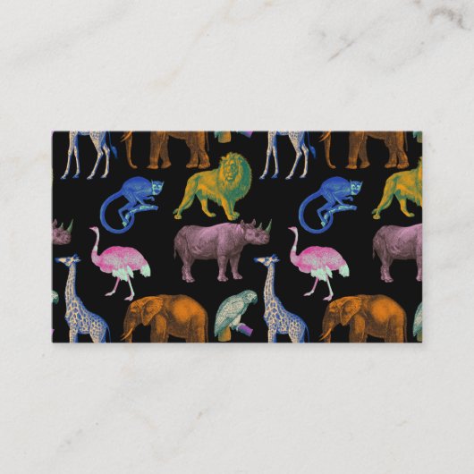 Zootiere Lebende Farben Pop Art Tierfreunde Visitenkarte (Vorderseite)