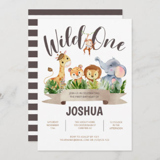 Zootiere Wild Ein Geburtstag Einladung