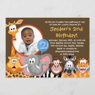 Zootiere - Wilde Tiere zum Geburtstag Einladung