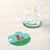 Zora das Pferd Runder Pappuntersetzer (Vor Ort)